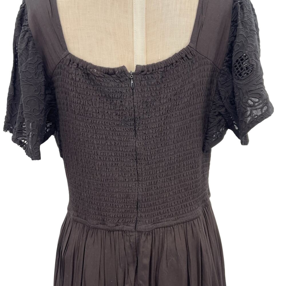 Anthropologie Seen Worn Kept Zohara Dress Smocked Eyelet Black Plus Size 1X - Picture 9 of 13